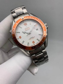 Omega Seamaster Orange Bezel White Dial