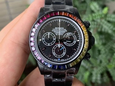 Rolex Daytona Blaken Rainbow Crystal Bezel PVD OXF Best Edition