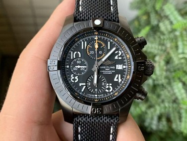 Avenger II Seawolf Chronograph PVD Titanium OXF Best Edition Black Dial on Black Nylon Strap 7750