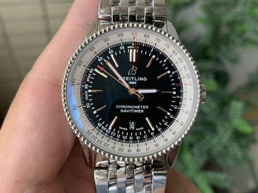 Navitimer 1 SS 38mm TF 1:1 Best Edition White Bezel Black Dial on SS Bracelet A2824 (Copy)