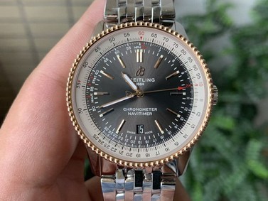 Navitimer 1 SS 38mm TF 1:1 Best Edition White Bezel Grey Dial on SS Bracelet A2824