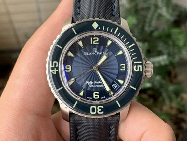 Fifty Fathoms SS Blue ZF 1:1 Limited Edition Blue Dial on Sail-canvas Strap A2836