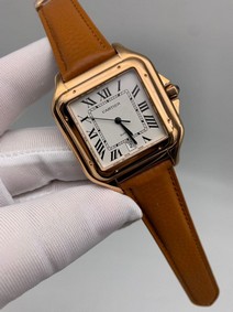 Cartier De Santos Classic Gold Case White Dial