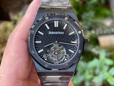 Royal Oak PVD Tourbillon R8F v2 Best Edition Black Sunburst Tapisserie Dial on PVD Bracelet