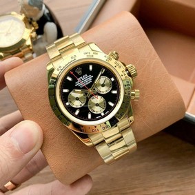 Rolex Daytona Black Dial Gold Chrono on GG Bracelet