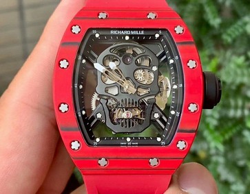 RM052-01 Tourbillon PVD Red Bezel JBF Best Edition Skeleton Dial on Red Rubber Strap