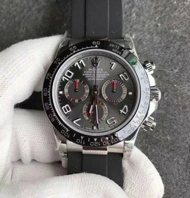 Daytona 116519 SS Gray Dial Numeral Markers on Black Rubber Strap A4130