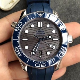 Seamaster Diver 300M SS/YW VSF 1:1 Best Edition YG Bezel Grey Dial on Blue Rubber Strap A8800