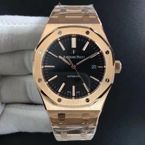 Royal Oak 41mm 15400 YG JF 1:1 Best Edition Black Textured Dial on RG Bracelet A3120 V5