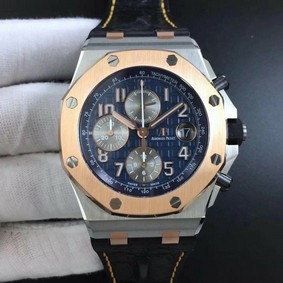 Royal Oak Offshore Bucherer JF Best Edition Two Tone Blue Dial on Black Leather Strap A3126