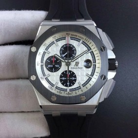 Royal Oak Offshore 44mm SS Updated Black Ceramic Bezel JF 1:1 Best Edition on Rubber Strap A3126 V2 w/ Cyclops and DW Mod