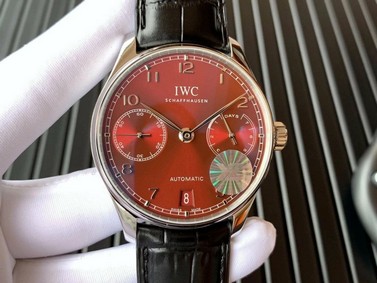 PORTUGUESE CHRONO IW371606 ZF 1:1 BEST EDITION RED DIAL ON BLACK LEATHER STRAP A69355