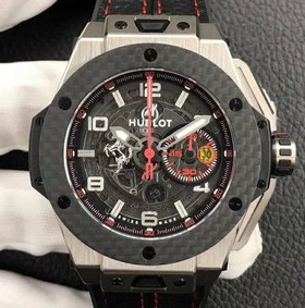 Big Bang Ferrari Unico Titanium V6F Best Edition Skeleton Dial on Black Gummy Strap HUB1288