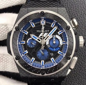 Big Bang Ferrari F1 Carbon Fiber V6F Limited Edition Black/Blue Dial on Black Leather Strap HUB4100