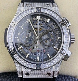 Classic Fusion Chrono SS OXF Best Edition Diamonds Case Black Dial on Black Leather Strap 7750