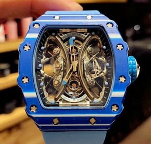 RM 53-01 Real Tourbillon Pablo Mac Donough Blue V9F Best Edition on Blue Rubber Strap