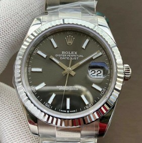 Rolex Date Just 41mm Oys Flt 904L SS/SS Grey/Stk VSF VS3235