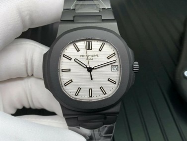 Nautilus 5711 PVD All Black PPF 1:1 Best Edition White Textured Dial on PVD Bracelet 324CS V4
