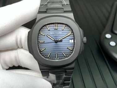 Nautilus 5711 PVD All Black PPF 1:1 Best Edition Blue Textured Dial on PVD Bracelet 324CS V4