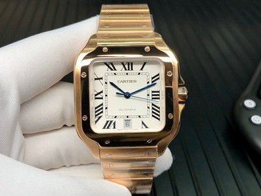 Santos de Cartier 40mm RG GF 1:1 Best Edition White Dial on RG SmartLinks Bracelet MIYOTA 9015 V2