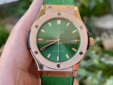 Classic Fusion 45mm SS HBF 1:1 Best Edition Green Dial on Green Gummy Strap A2892