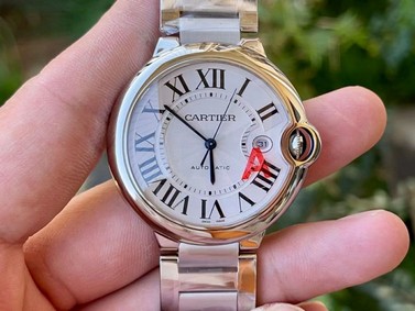 Ballon Bleu 42mm SS AF 1:1 Best Edition White Texture Dial on SS Bracelet A2824 V4