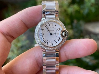 CAR0499 - Balon Bleu Ladies 28mm SS/SS Wht V6F V7 Swiss Qtz Diamond