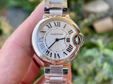 Ballon Bleu 33mm SS AF 1:1 Best Edition White Textured Dial on SS Bracelet Jap Quartz