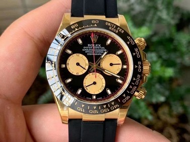 Daytona 116518 Paul Newman Noob 1:1 Best Edition YG Plated 904L SS Case Black/Gold Dial on Black Rubber Strap SA4130 V4