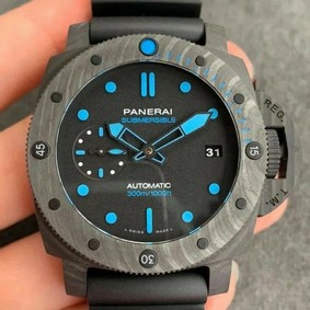 PAM960 Carbotech 42mm VSF Best Edition Black Dial Blue Markers on Rubber Strap P.9010 Clone