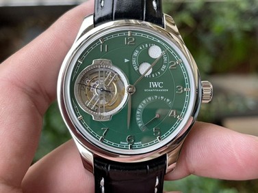 Portugieser Constant-Force Tourbillon IW5901 SS BBR Best Edition Green Dial on Leather Strap