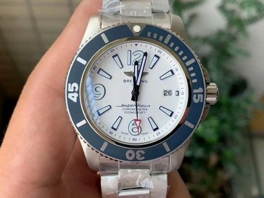 Superocean Automatic 44 TF 1:1 Best Edition White Dial Blue Bezel on SS Bracelet A2824