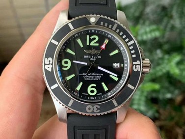 Superocean Automatic 44 TF 1:1 Best Edition Black Dial Black Bezel on Black Rubber Strap A2824