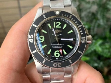 Superocean Automatic 44 TF 1:1 Best Edition Black Dial Black Bezel on SS Bracelet A2824