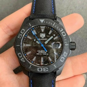 Aquaracer Calibre 5 Blue Carbon TBF 1:1 Best Edition Carbon Dial on Nylon Strap A2824