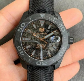 Aquaracer Calibre 5 Moon Men's Watch 43mm OXF 1:1 Best Edition Ceramic Bezel Black Dial on Nylon Strap SW200