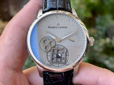 Masterpiece Square Wheel SS Gray Dial on Black Leather Strap A6498 V3