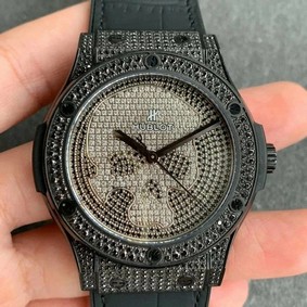 Classic Fusion Automatic PVD OXF Best Edition Diamonds Case Diamonds Skull Dial on Black Leather Strap MIYOTA 9015