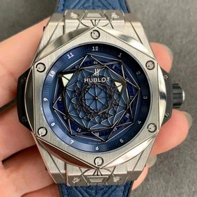 Big Bang Unico Sang Bleu Titanium HBF Skeleton Dial on Blue Gummy Strap HUB1213