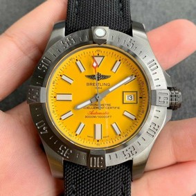 Avenger Hurricane 45mm Chrono GF 1:1 Best Edition Yellow Dial on Black Nylon Strap 7750