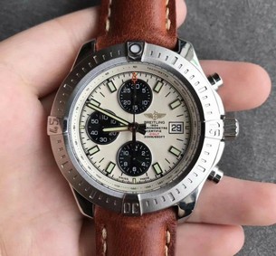 Colt Chronograph 44mm PVD WhiteTextured Dial on Leather Strap 7750