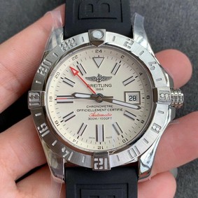 Avenger GMT SS GF 1:1 Best Edition White Dial on Black rubber Strap A2836 V2