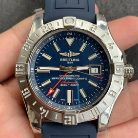 Avenger GMT SS GF 1:1 Best Edition Blue Dial on Blue rubber Strap A2836 V2