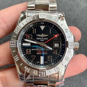 Avenger GMT SS GF 1:1 Best Edition Black Dial Roman Markers on SS Bracelet A2836 V2