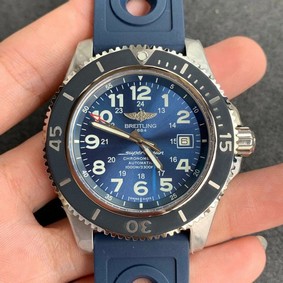 Breitling SuperOcean 44 Stainless SS/RU Blue/Stk GF Swiss 2824