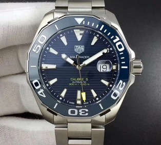 Aquaracer Calibre 5 SS 43mm KOR 1:1 Best Edition Blue Ceramic Bezel Blue Dial on SS Bracelet SW200