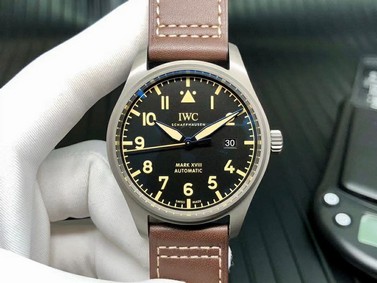 Mark XVIII IW327006 Titanium V7F 1:1 Best Edition Black Dial on Brown Leather Strap A2892