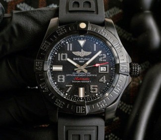 Breitling Avenger Black Dial on Black Rubber Strap