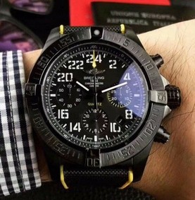 Breitling Avenger Black Dial on Black Nylon Strap