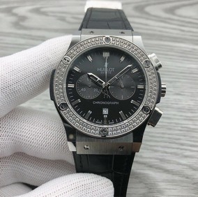Hublot Black Diamond Chrono on Black Leather Strap